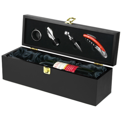 Fancy Black Faux Leather Standard Wine Travel Box - Wine not included
