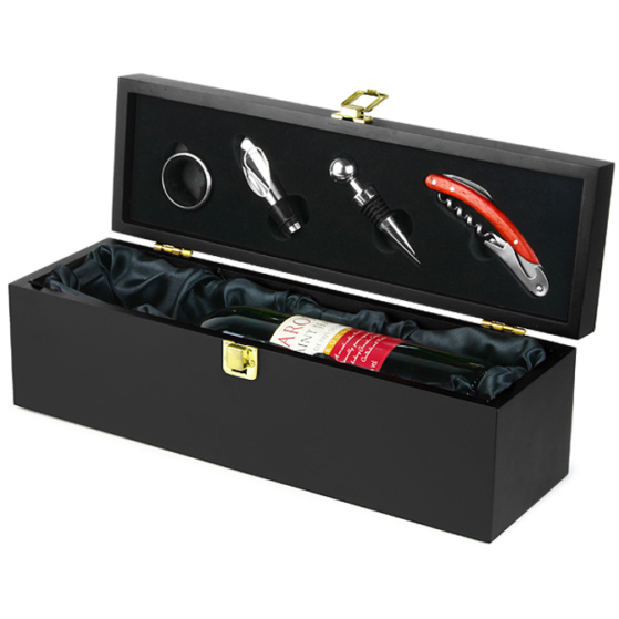 Fancy Black Faux Leather Standard Wine Travel Box - Wine not included